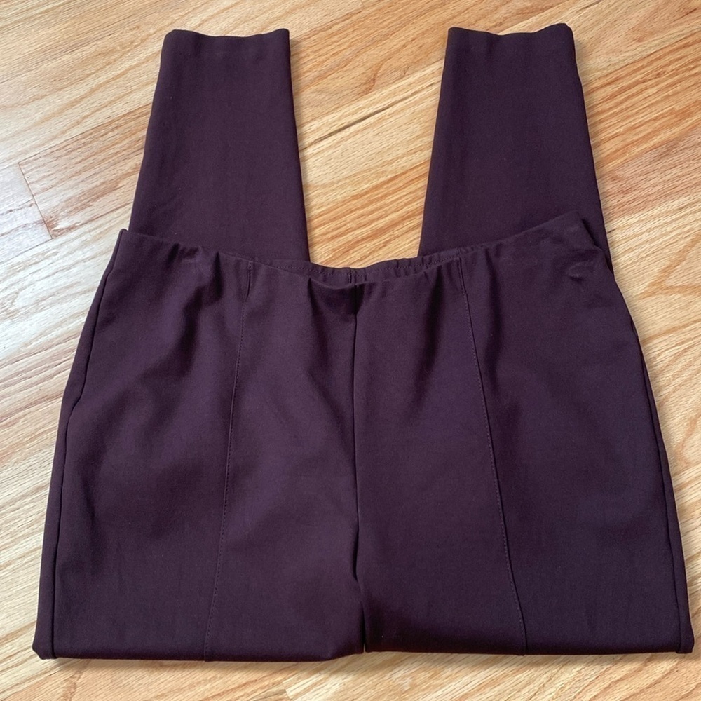 J.Jill Ponte Leggings Womens LP knit pants center seam Stretch pull on Eggplant